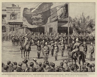 La anexión formal del Estado Libre de Orange, saludando al Estandarte Real en Bloemfontein de Frank Dadd